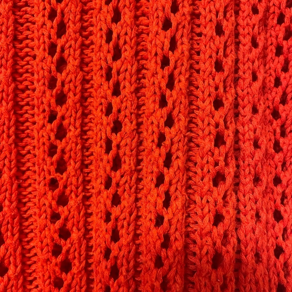 Anthropologie MOTH Chunky Cable knit red/orange Zip 3/4 Sleeve Sweater Size L - Picture 5 of 9